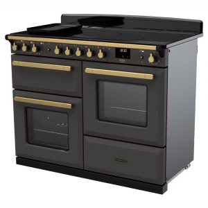 Rangemaster ESDLO110EIPSLT-AB1 Estel Deluxe OC 110cm Induction Range Cooker –Slate with Antique Brass 1