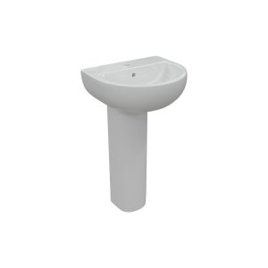 Ideal Suites SJBR1830 Venice 550x400mm 1TH Basin & Full Pedestal - White
