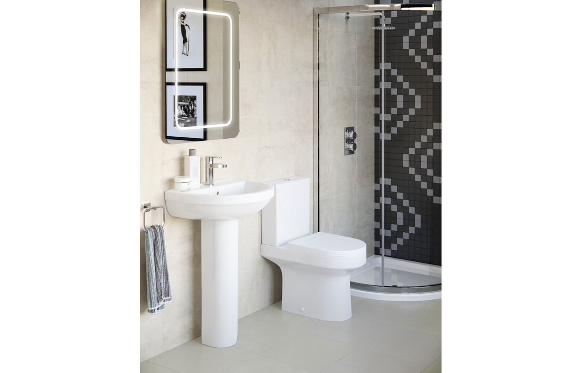 Ideal Suites SJBR101513 Florous Rimless Close Coupled Fully Shrouded WC & Soft Close Seat - White - Image 6
